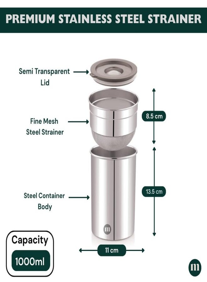 مارو صانعة الزبادي اليوناني واللبن الرائب متعددة الأغراض من الفولاذ المقاوم للصدأ من مارو، سعة 1000 مل - مصفاة زيت/طعام متينة من الفولاذ المقاوم للصدأ وخالية من مادة BPA مع وعاء تخزين، لصنع 200 غرام من الزبادي المنزلي. - Image 2